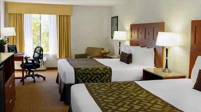Two queen beds in hotel room